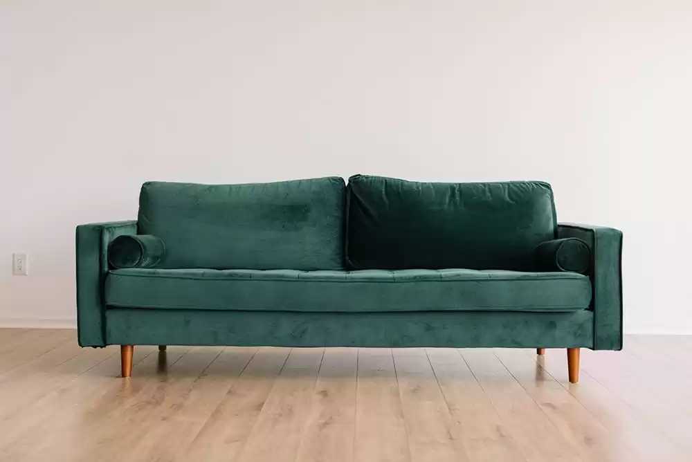 A green couch.