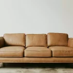 a brown leather sofa