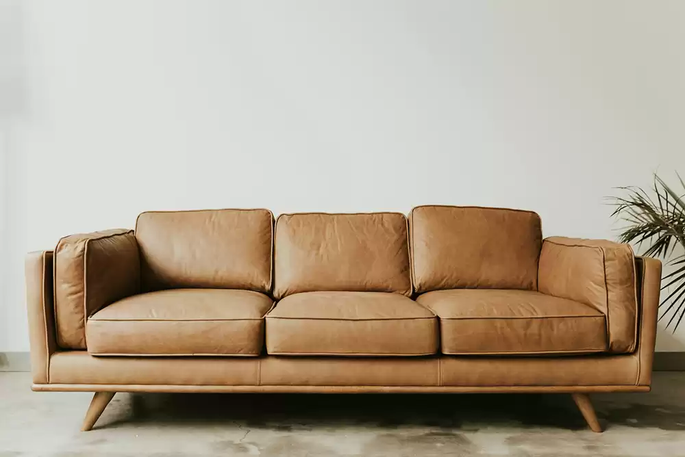 a brown leather sofa